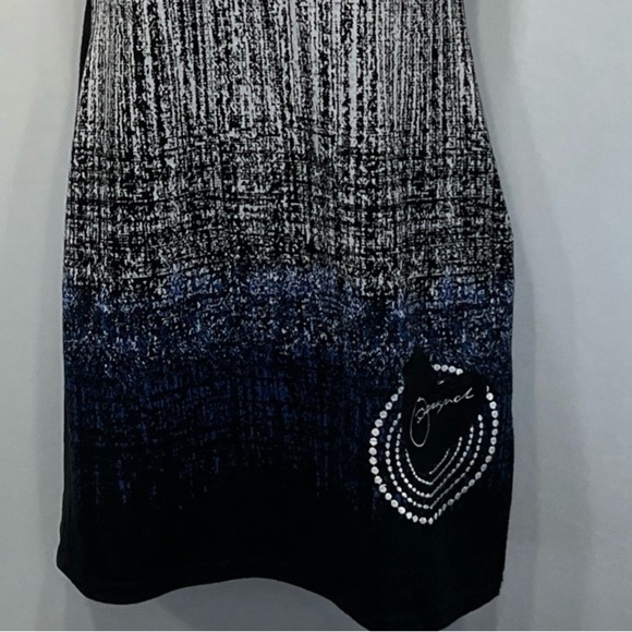Desigual Sheath Dress Sz Large Ombré Colorblock Knit Appliqué Heart  Logo Artsy - Picture 4 of 14